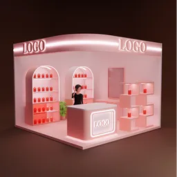 Pink Cosmetic Exhibition Booth