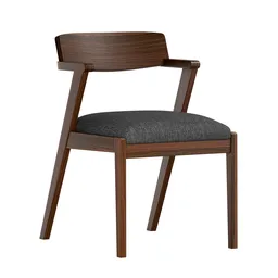 3D model of a mid-century modern Zola chair with angular design and solid construction, compatible with Blender.