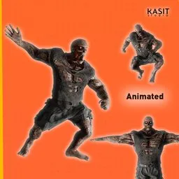 Body builder zombie animated