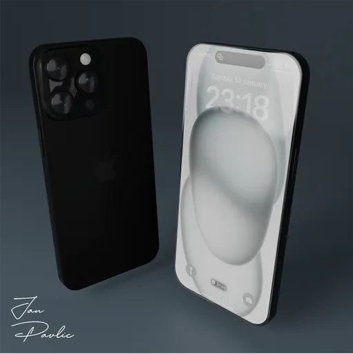 Realistic black smartphone 3D render for Blender with detailed textures and modern design, optimal for 3D visualization projects.