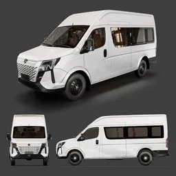 Detailed 3D model of white DongFeng transport van for Blender, ideal for safari or diverse project use.