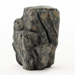 Detailed 3D-rendered rock formation, ideal for Blender rendering with realistic textures and shading.
