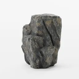"Stylized rocky outcrop in Blender 3D featuring PBR textures. Handcrafted rock face with detailed features perfect for landscape scenes. Ideal for 3D modelers looking for realistic texture and depth."