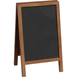 Detailed wooden A-frame chalkboard 3D model, perfect for Blender art renderings, created by ParzivalCG.
