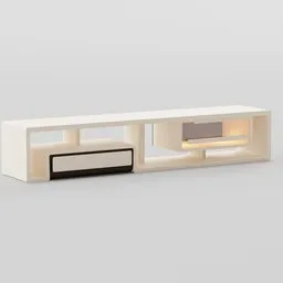 Modern 3D model of an elegant, minimalistic TV cabinet with ambient lighting for Blender rendering.
