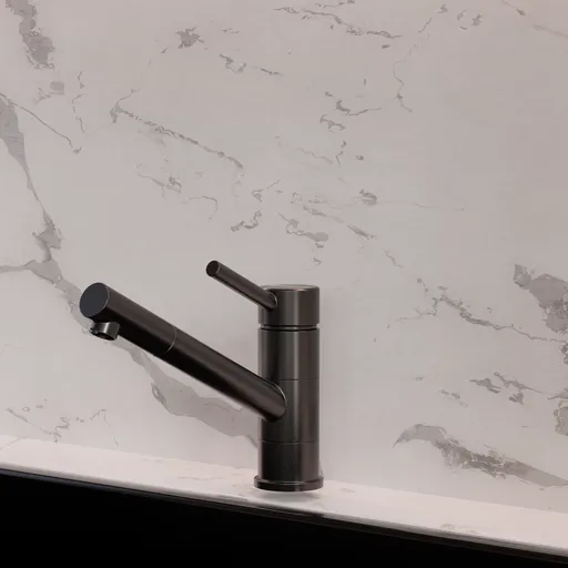 Highly detailed Blender 3D cycles-rendered kitchen faucet, centimeters scale, available in .blend format.