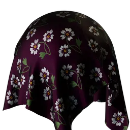 High-resolution PBR embroidered floral fabric material for 3D rendering in Blender, customizable colors.