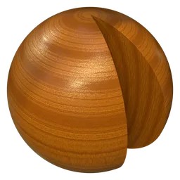 High-resolution PBR lacquered wood texture for 3D models in Blender, customizable in sharpness, ring patterns, and distortions.
