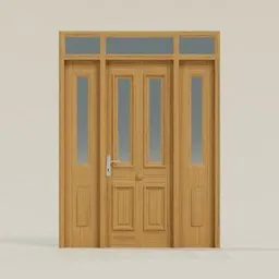 Wood Door with Glass Sidelights