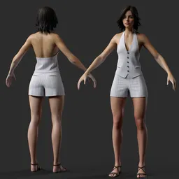 Summer Outfit, Halter Top, Shorts