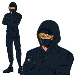 Anime blonde Guy in a Black Outfit
