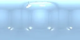 Cool-toned HDR lighting with overhead and wall fixtures for studio scene illumination.