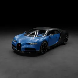 Detailed 3D render of a blue sports car showcasing dynamic design and realism, compatible with Blender for 3D modeling enthusiasts.
