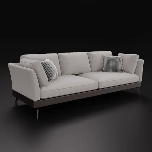 Detailed 3D model of a contemporary fabric 3 seater sofa, compatible with Blender 4.0+, showcasing design and texture.