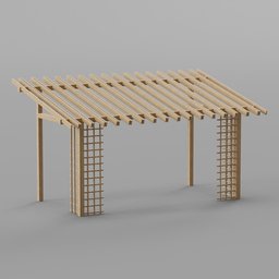 Detailed 3D pergola model with lattice sides, ideal for garden or decor projects, compatible with Blender.
