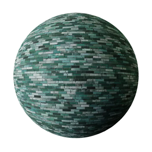 Blue brick texture PBR material for 3D modeling in Blender, suitable for walls and architectural designs.