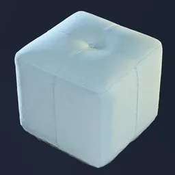 3D model of a detailed, realistic green square pouf rendered in Blender, suitable for interior design visualization.