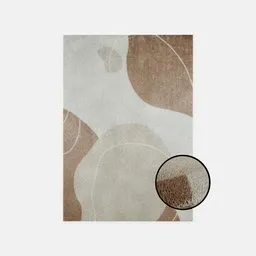 Highly detailed Blender 3D model of a textured white and beige cotton rug with a close-up of realistic pile render.