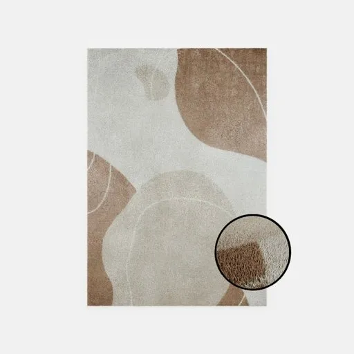Highly detailed Blender 3D model of a textured white and beige cotton rug with a close-up of realistic pile render.