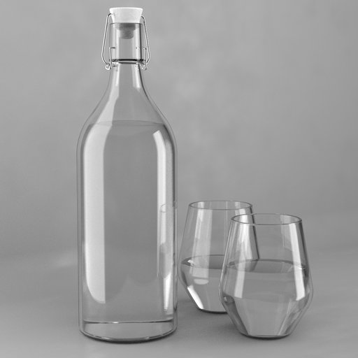 Ikea Glass Bottle With Glasses Kitchenware models BlenderKit