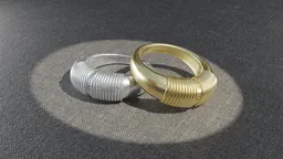 gold, silver curl pattern rings