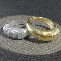 gold, silver curl pattern rings
