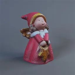 Photorealistic 3D Christmas angel model with optimized UV, PBR textures, ideal for Blender rendering and decoration.