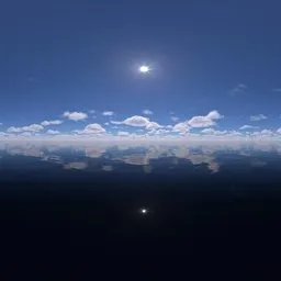 Blue sky, sun, white clouds, outdoors