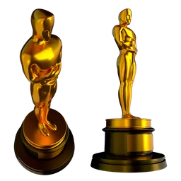 Detailed golden award figure 3D render for Blender, ideal for film and ceremony visuals.