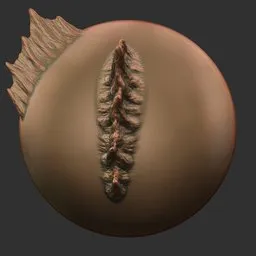 Blender 3D sculpting brush creating detailed fin texture for reptilian models.