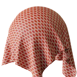 High-resolution PBR red-orange textile material with striped pattern for 3D modeling in Blender.