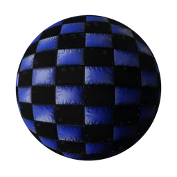 Blue and Black Quilted Grid Fabric