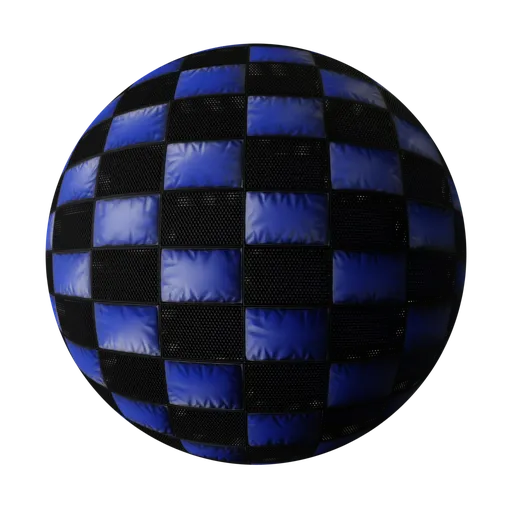 Blue and Black Quilted Grid Fabric