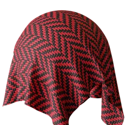 Red and Black Herringbone Weave Fabric