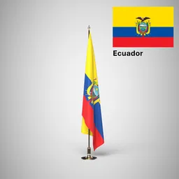 Equador Ceremonial flag on stand
