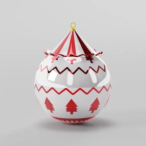 Detailed 3D Christmas ornament with intricate red patterns for Blender rendering, ideal for festive architectural visualization.