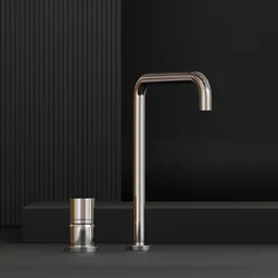 Chrome single-lever mixer tap, 3D Blender model, sleek design, modern kitchen plumbing.