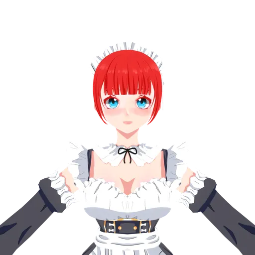 Anime-inspired 3D maid model with vibrant colors and expressive features designed for Blender.