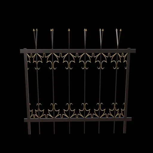 Detailed ornamental 3D fence model showcasing intricate metalwork, compatible with Blender for architecture visualization.