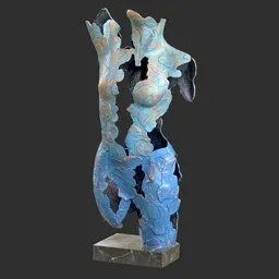 Abstract Female Torso Sculpture Blue