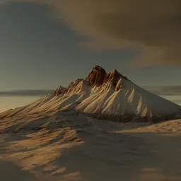 Digitally-rendered snowy mountain terrain for 3D modeling and Blender projects.