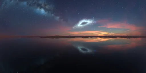 Sci-fi Sunset Sky with Black Hole
