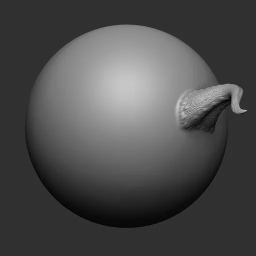 3D sculpting brush for Blender creating detailed dragon tongue textures on digital models.