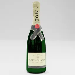Highly detailed champagne bottle 3D model created with Blender, suitable for photorealistic rendering.