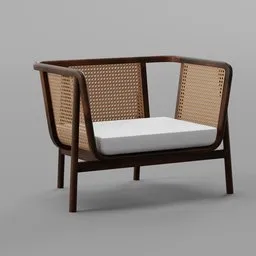 High-quality 3D model of a modern Nantes armchair with detailed textures and low poly mesh, perfect for Blender 3D projects.