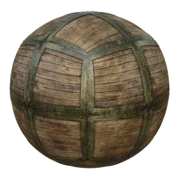High-resolution PBR texture for 3D assets, ideal for Blender 3D and other modeling software, featuring detailed wood planks and metal bands.