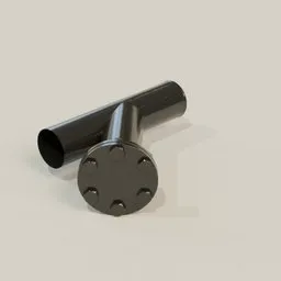 Detailed 3D rendering of a pipe fitting for Blender construction models, showcasing a Y-shaped stopper on a neutral backdrop.