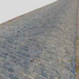 Highly detailed Blender 3D photoscan texture of a cobblestone street, perfect for urban modeling and rendering.