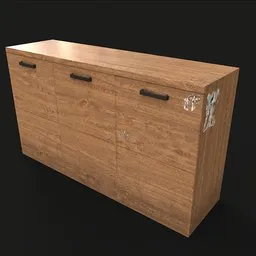 Low-poly PBR wooden 3D model suitable for games and Blender rendering, with detailed textures and realistic shading.