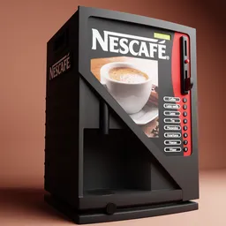 Detailed 3D rendering of a modern coffee vending machine for Blender artists and enthusiasts.